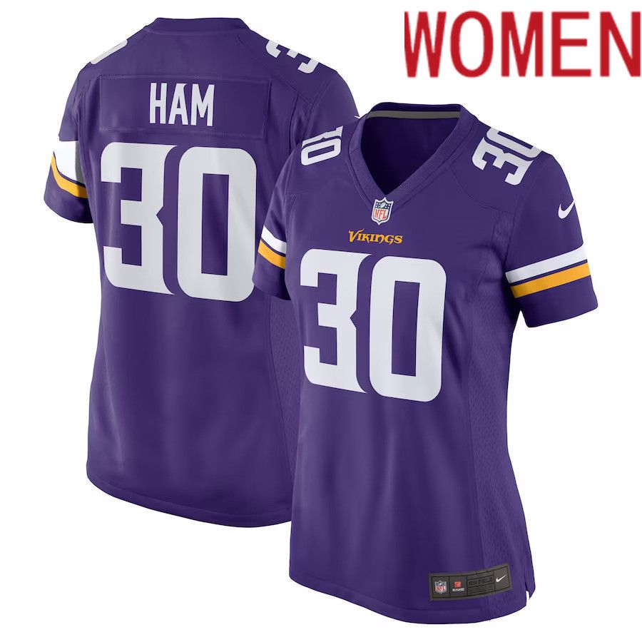 Women Minnesota Vikings 30 C.J. Ham Nike Purple Game NFL Jersey